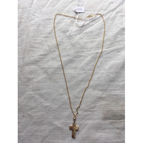 373 - A modernist 9ct cross and 9ct chain 4g