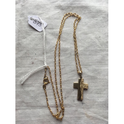 373 - A modernist 9ct cross and 9ct chain 4g