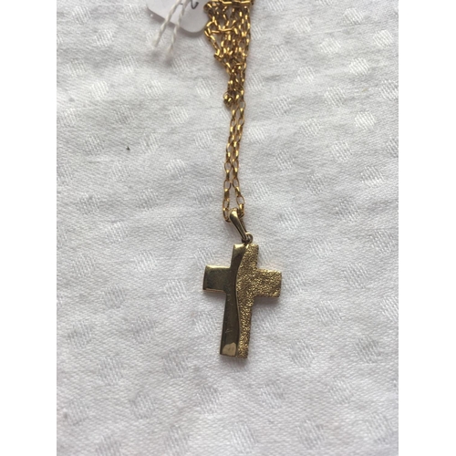 373 - A modernist 9ct cross and 9ct chain 4g