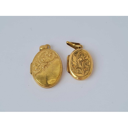 415 - Two oval locket pendants 9ct   3.5 gms