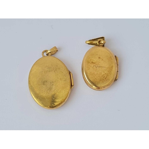 415 - Two oval locket pendants 9ct   3.5 gms