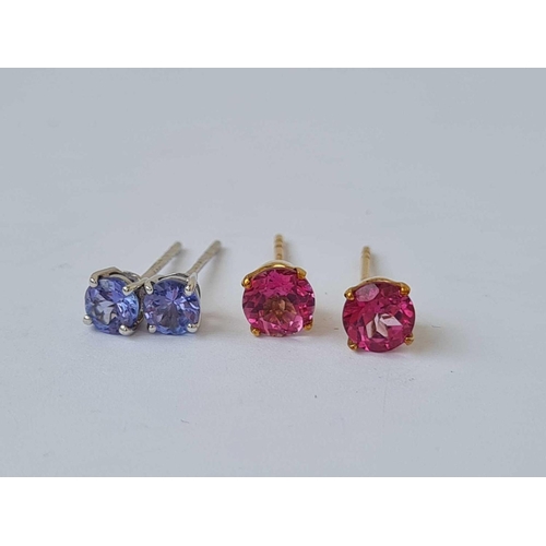 418 - Two pairs of ear studs one tanzanites  9ct    1.3 gms