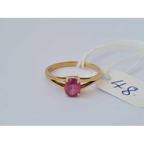 48 - A pink gem stone ring 9ct  size N    1.9 gms