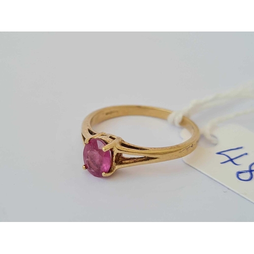 48 - A pink gem stone ring 9ct  size N    1.9 gms