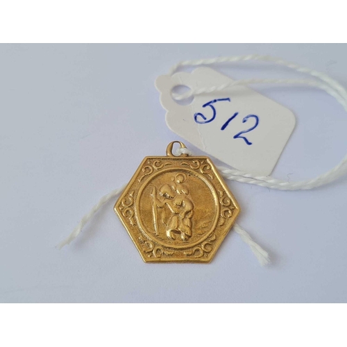 512 - A Chester St Christopher charm 9ct   2.5 gms