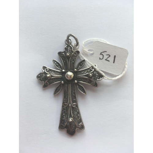 521 - A antique silver filigree cross