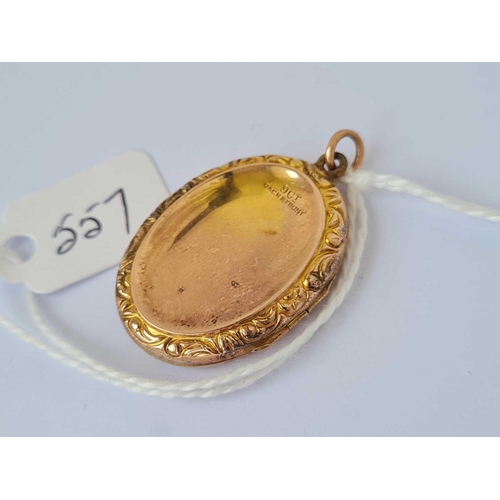 557 - A Victorian locket with paste set swallow design 9ct