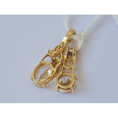 576 - Two white stone pendant 14ct gold   4.3 gms