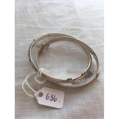 636 - Two silver bangles   20 gms