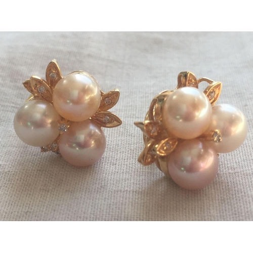 651 - A PAIR OF PEARL SET CLIP ON EARRINGS 18CT GOLD   8.8 GMS