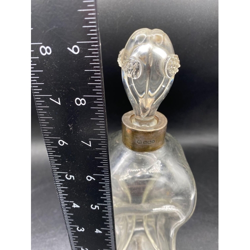 766 - A dimple shaped decanter with glass body and stopper, Sheffield 1900