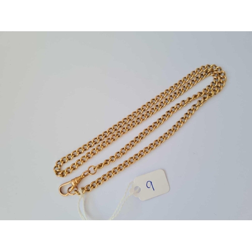 9 - A GOOD ROSE GOLD ALBERT CHAIN 9CT 20 INCH    24.8 GMS