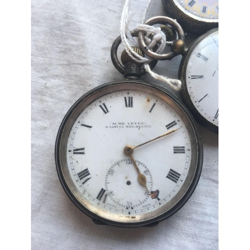 956 - A gents silver pocket watch one midi size pocket watch and one fob watch