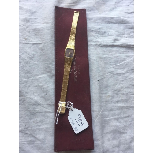 984 - A ladies RAYMOND WEIL wrist watch in original pouch