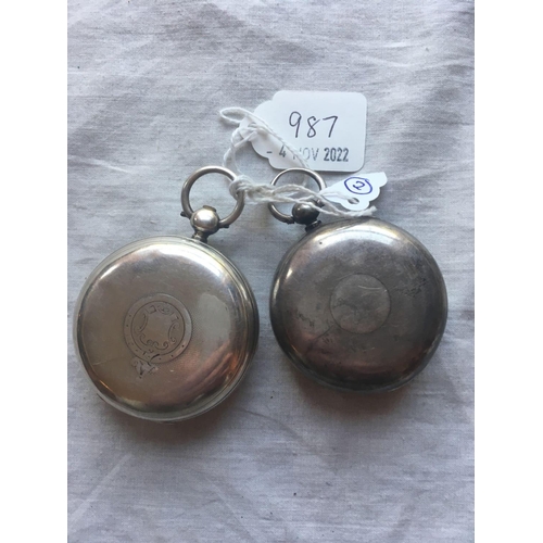 987 - Two gents silver pocket watches