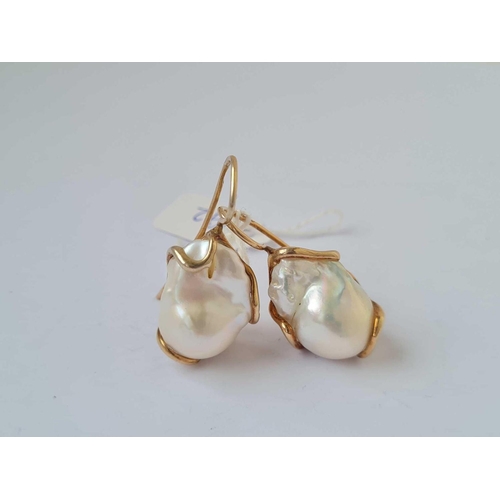 192 - A PAIR OF BLISTER PEARL EARRINGS 18CT GOLD