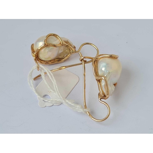 192 - A PAIR OF BLISTER PEARL EARRINGS 18CT GOLD