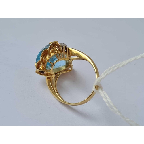 200 - A TOPAZ AND DIAMOND DRESS RING 14CT GOLD  8.3 GMS