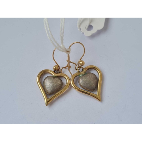 238 - A pair of 9ct heart mobile earrings   6.6 gms