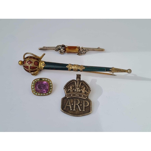 292 - A Scottish brooch ARP badge etc.