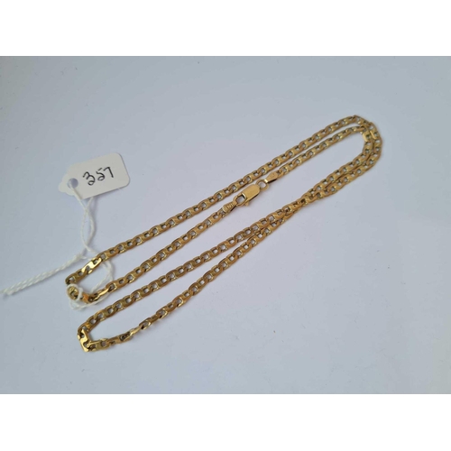 357 - A FLAT CURB LINK NECK CHAIN WITH LOBSTER CLASP 9CT 20 INCH    11.7 GMS