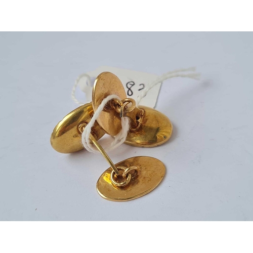 483 - A PAIR OF GOLD AND MOP CUFFLINKS 14CT GOLD    8.3 GMS