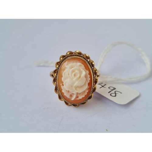 498 - A cameo ring with floral design 9ct size P   3.6 gms