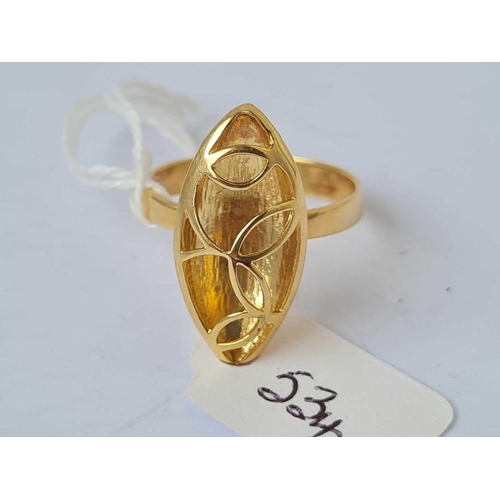 534 - A lozenge shaped ring 9ct size S     3.3 gms