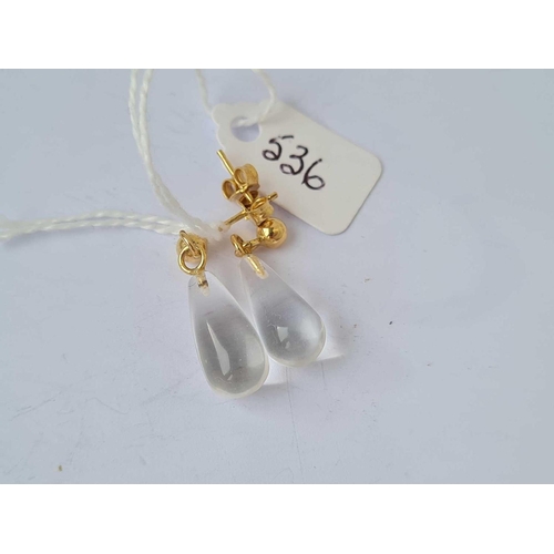 536 - A pair of clear stone drop earrings 9ct