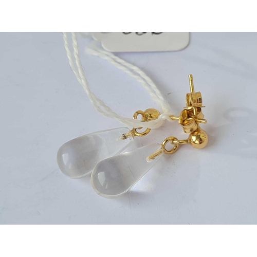 536 - A pair of clear stone drop earrings 9ct