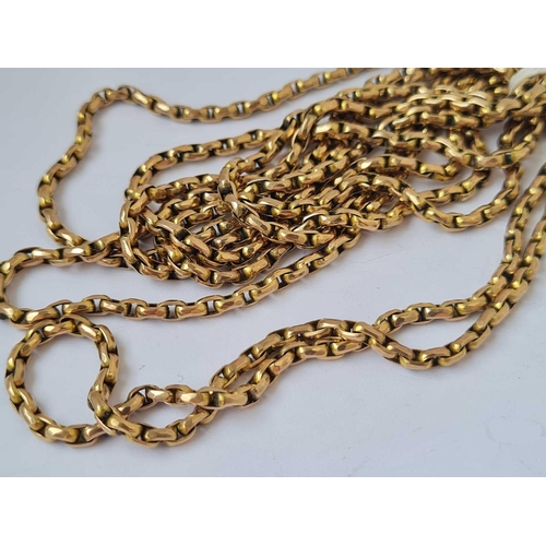 549 - A LONG GOLD GUARD CHAIN 9CT    29 GMS