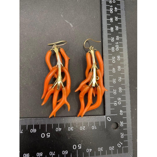 258 - A PAIR OF VICTORIAN LARGE CORAL EARRINGS