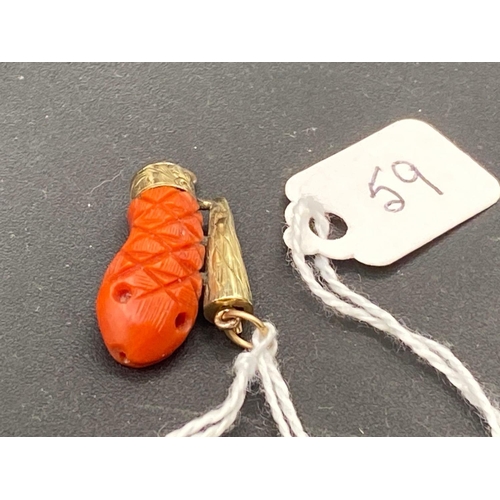 59 - A Victorian carved coral and gold snake clasp