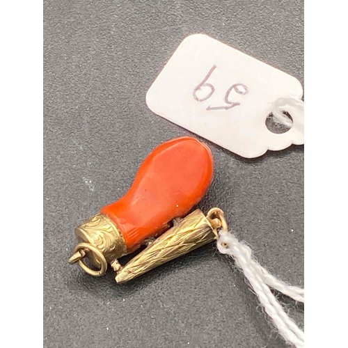 59 - A Victorian carved coral and gold snake clasp