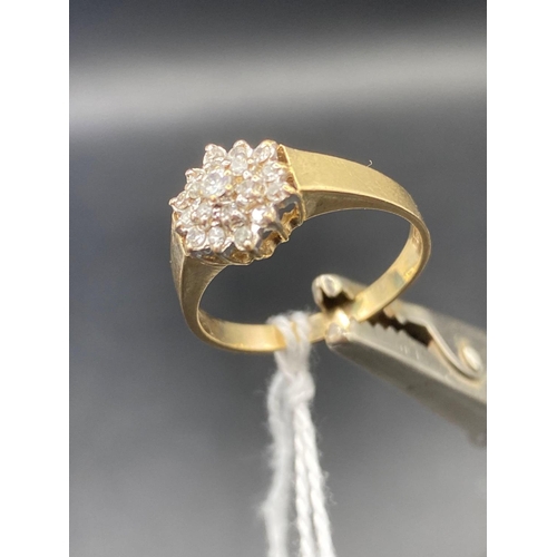 451 - A multi diamond cluster ring in 9ct mount size S 2.8g inc