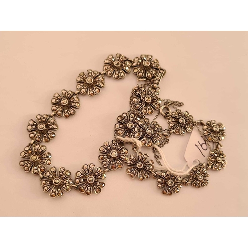 164 - Daisy marcasite bracelet & necklace