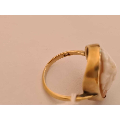 170 - A large cameo ring in 9ct size L 3.8g inc