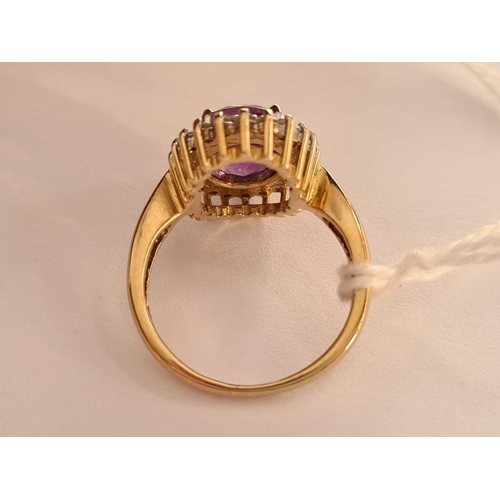 207 - A nice amethyst and diamond cluster ring with large central amethyst 10mm X 8mm  9ct size L     4.2 ... 