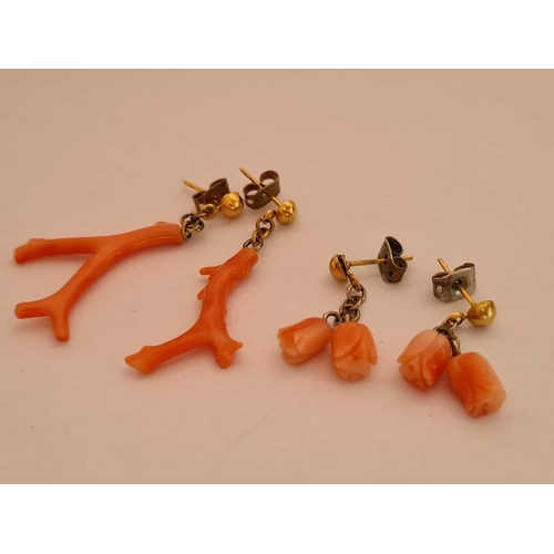 264 - Two pairs of vintage coral earrings