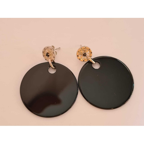 268 - THOMAS SABO � pair of silver mounted large black earrings stamped to reverse