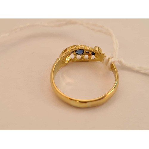 30 - A Edwardian sapphire and diamond five stone gypsy ring Chester 1907 18ct gold size L   2.8 gms