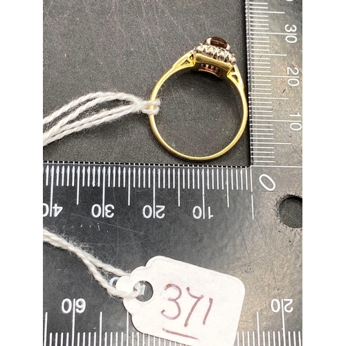 371 - A good quality diamond and pale orange stone set 18ct gold dress ring size Q 3.5g