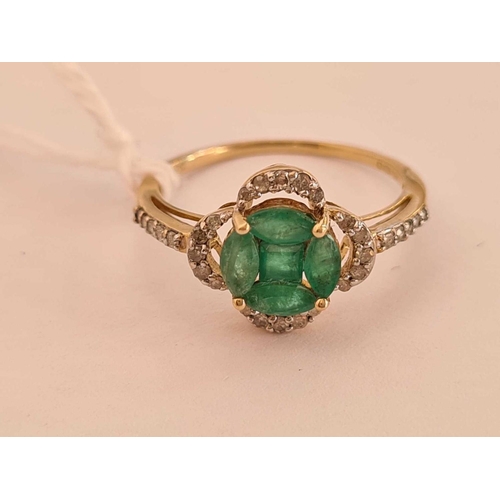 378 - A green stone and diamond 9ct ring size P 2g inc