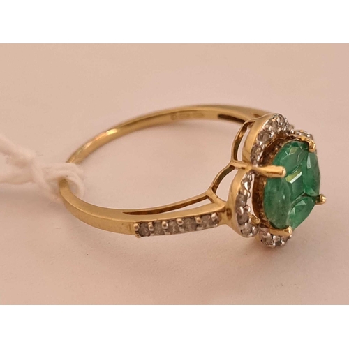 378 - A green stone and diamond 9ct ring size P 2g inc