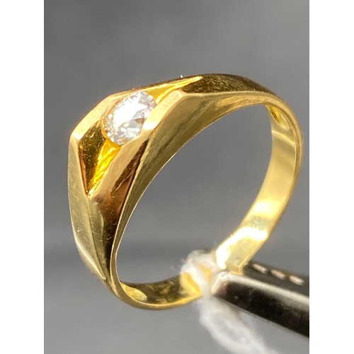 528 - A ABSTRACT RING SET WITH A 0.32 CT DIAMOND 18CT GOLD SIZE Q   2.6 GMS