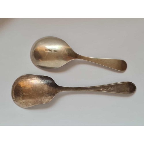 698 - A caddy spoon with reeded edge, Birmingham 1935 by WHH and a jam spoon