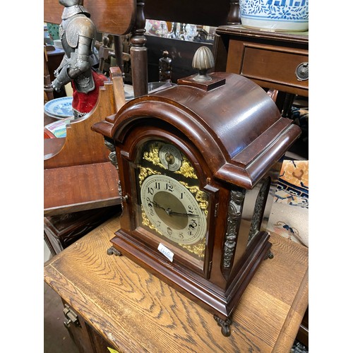 1660 - Good Quality Edwardian Chiming bracket clock with arched brass and silvered dial. 17 inch high excl.... 