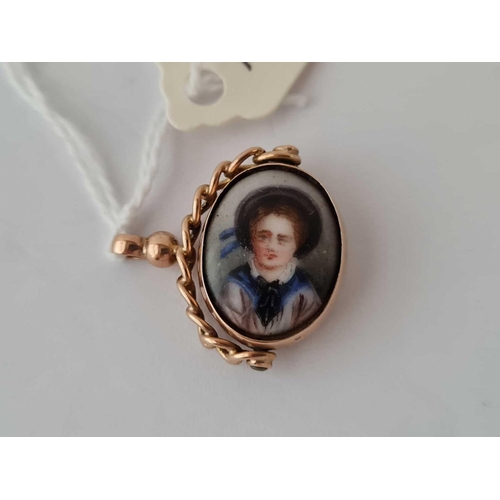 100 - A portrait fob 9ct