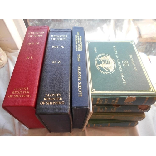 1026 - LLOYDS REGISTER OF YACHTS 1922, '33, '53, '59 plus Register of Ships 1975/76 2 vols. plus Register o... 