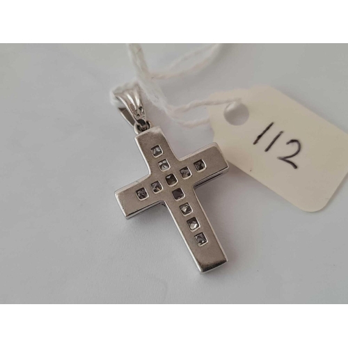 112 - A CONTEMPORARY PLATINUM AND DIAMOND CROSS   66 GMS